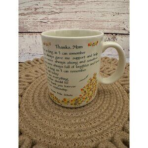 Vintage Blue Mountain Arts Greeting Coffee Mug Thanks Mom Susan Polis Schutz